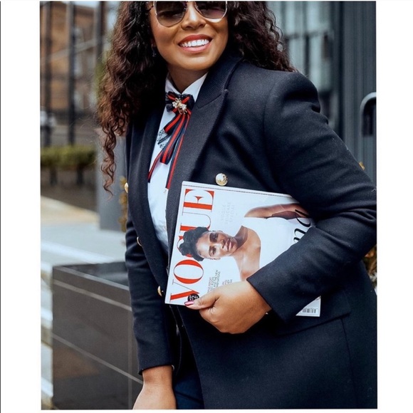 ZARA Wool Blend Double Breasted Coat Gold Button - Picture 5 of 9